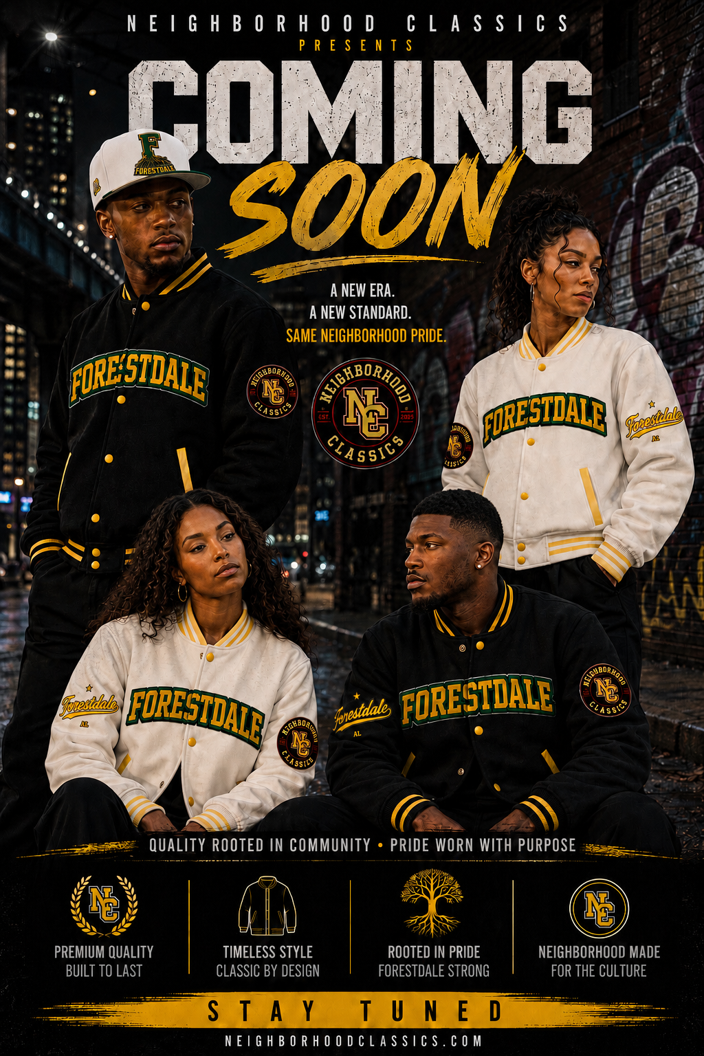 Forestdale varsity jackets at night — A New Era, Same Neighborhood Pride
