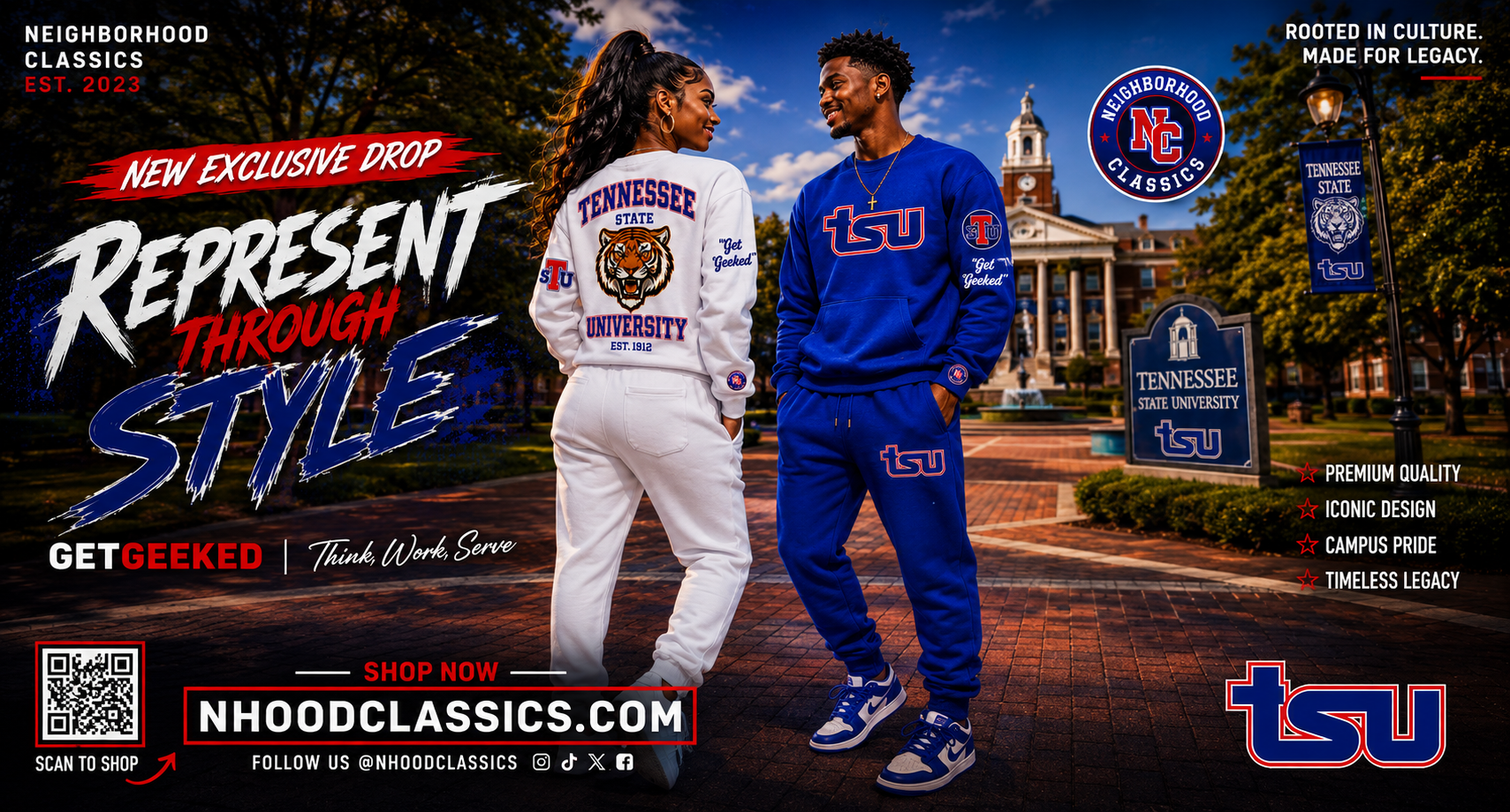New exclusive drop — Tennessee State University sweatsuits by Neighborhood Classics